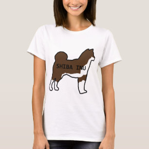 T-shirt Shiba Inu nom silhouette rouge sésame