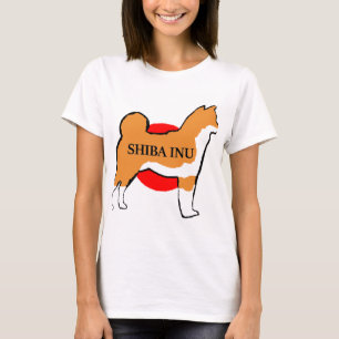 T-shirt shiba inu nom silhouette sur le drapeau japonais r