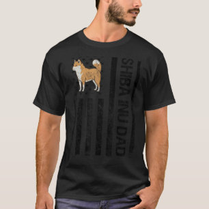 T-shirt Shiba Inu Papa Américain Drapeau Shiba Inu Proprié