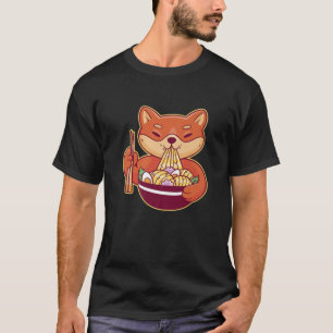 T-shirt Shiba Inu Ramen Chien Japonais mangeant des nouill