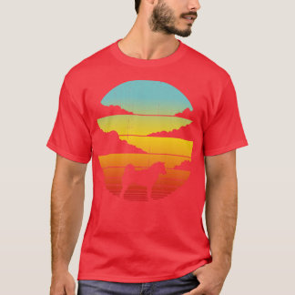 T-shirt Shiba Inu Retro Sunset Vintage 60s les années 70 p
