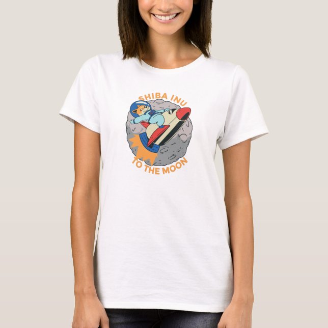 T-shirt Shiba Inu Sur La Lune (Devant)