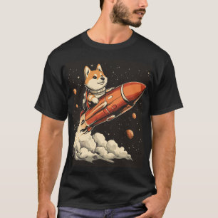 T-shirt Shiba Inu sur une fusée