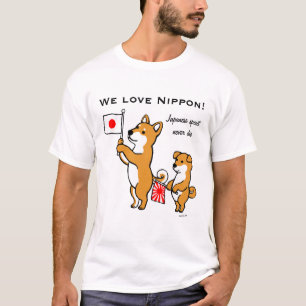 T-shirt Shiba Inus et drapeaux japonais