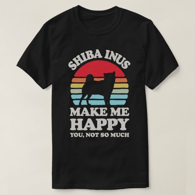 T-shirt Shiba Inus me rendre heureux Sunset Retro pour les (Design devant)
