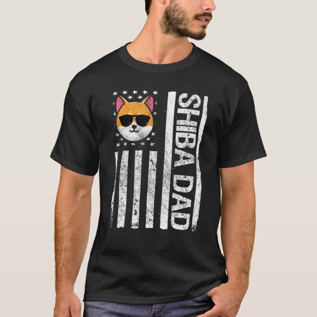 T-shirt Shiba Papa American USA Drapeau Shiba Inu Propriét (Devant)