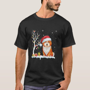 T-shirt Shichon Chien Santa Hat Festif Arbre Lumière Noël