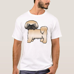 T-shirt Shih Tzu de dessin animé mignon doré avec un masqu