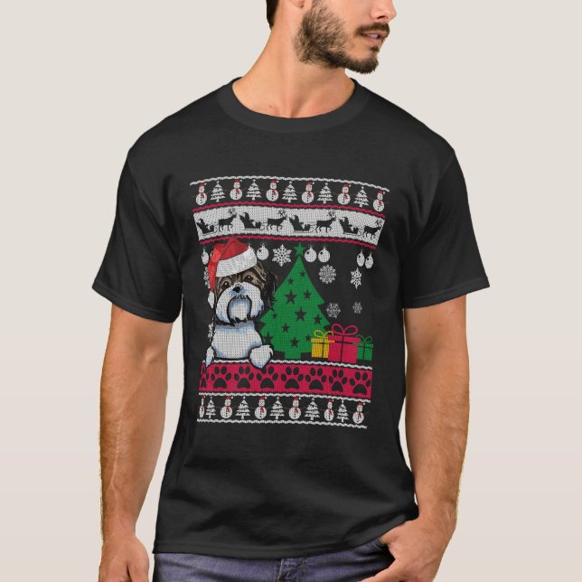 T-shirt Shih Tzu Doux moche Xmas Don de chien pour Noël (Devant)