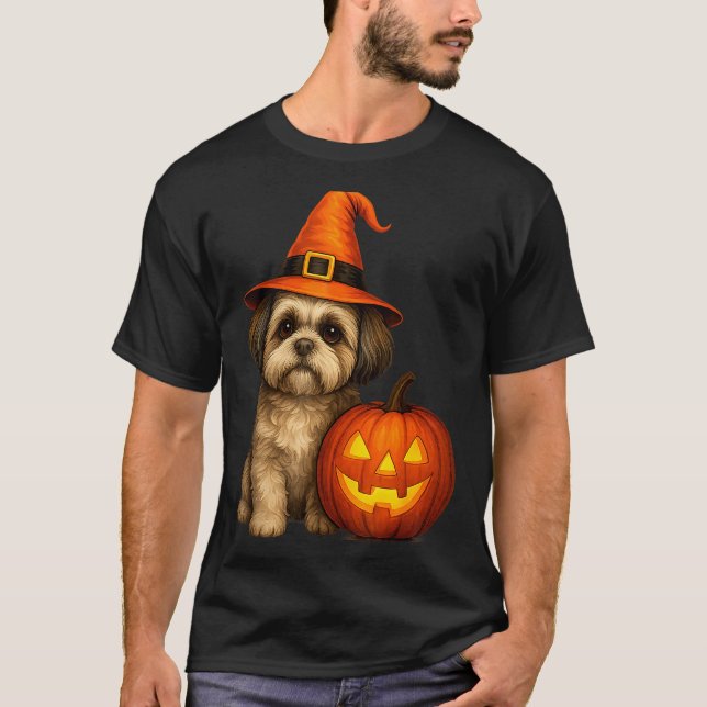 T-shirt Shih Tzu Halloween Pumpkin Dog Costume Family Matc (Devant)