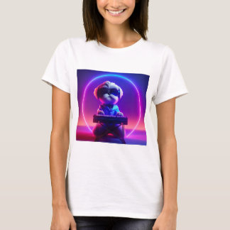 T-shirt Shih Tzu Jouer Piano