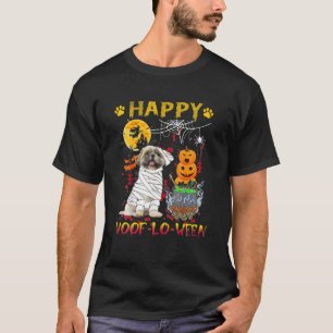 T-shirt Shih Tzu Mummy Happy Woof-Lo-Ween Halloween Pumpki