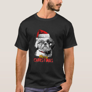 T-shirt Shih Tzu Santa Claus Casquette Joyeux chien de Noë