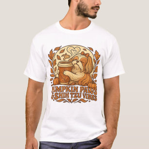 T-shirt Shih Tzu Spice Citrouille Rétro Vibrations d'Autom