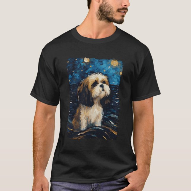 T-shirt Shih Tzu Starry Night (Devant)