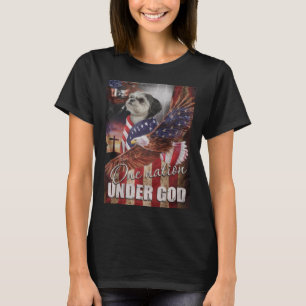 T-shirt Shih Tzu Une Nation Sous Dieu Drapeau Croix Shih T