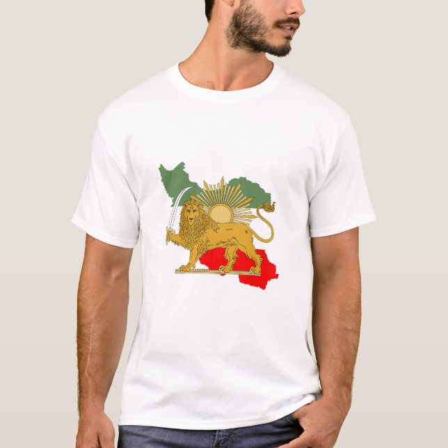 T-shirt Shir o Khorshid - Lion et Soleil - Perse Iran Drap (Devant)