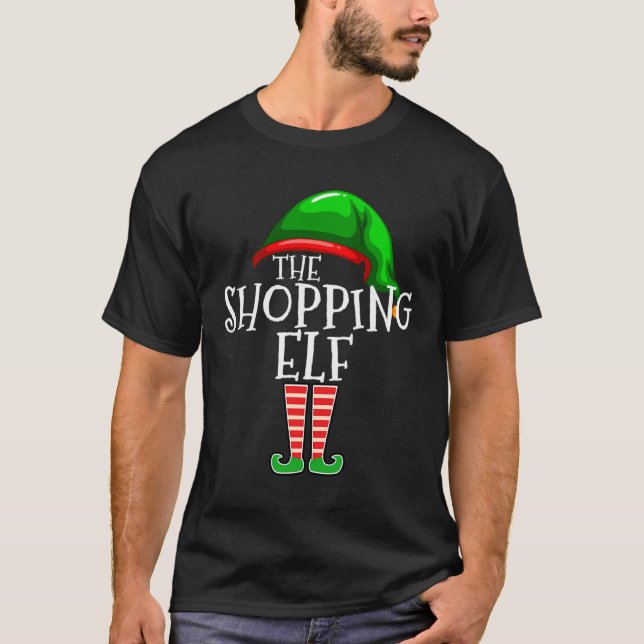 T-shirt Shopping Elf Group Matching Famille Cadeau de Noël (Devant)