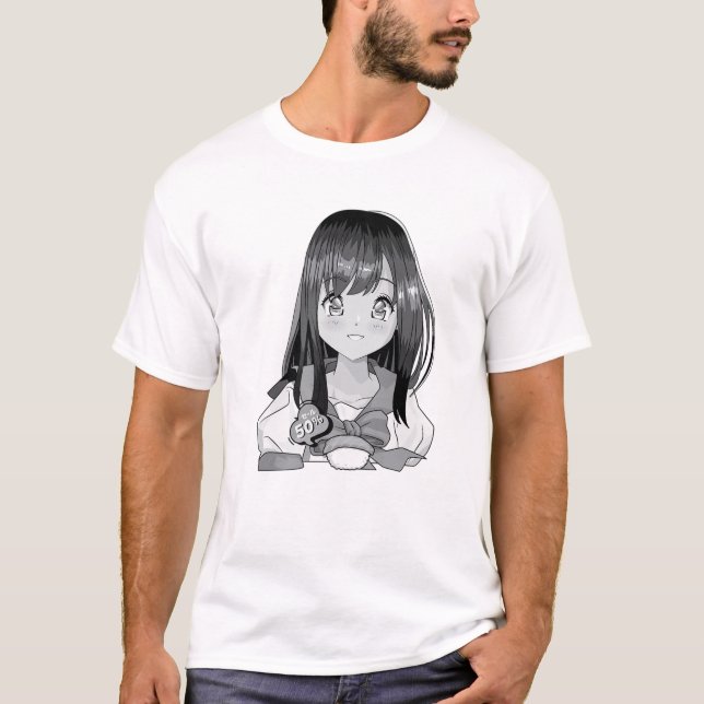 T-shirt Shy School Girl - Cute Kawaii Anime - Japonais Aes (Devant)