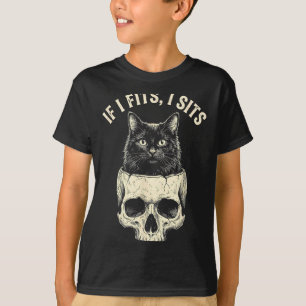 T-shirt Si ça va Siège Crâne de Chat Noir Minimaliste Mème