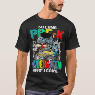 T-shirt Si Long Pré K Ici Je Viens Dinosaur Monster Truck
