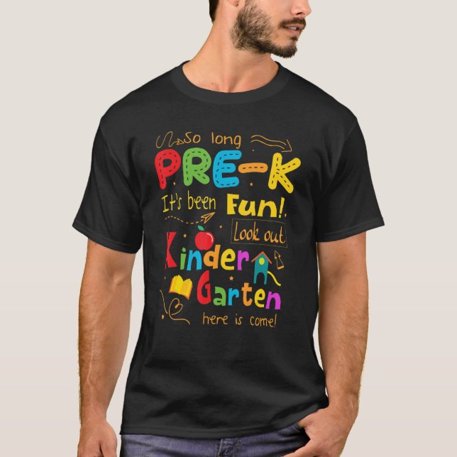T-shirt Si Long Pré K Regardez Le Premier Jour De Maternel (Devant)
