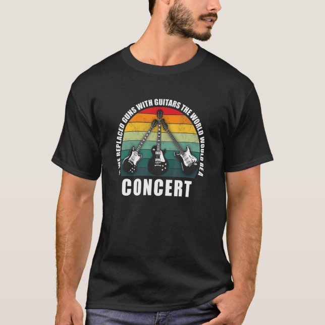 T-shirt Si On Remplaçait Les Armes À Feu Avec Les Guitares (Devant)
