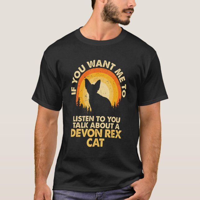 T-shirt Si Veut M'Écouter Parler Du Chat Devon Rex (Devant)