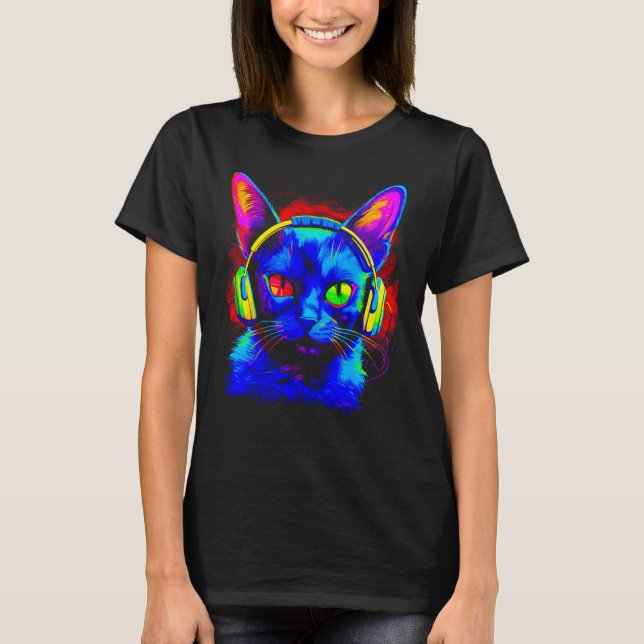 T-shirt Siamese Cat DJ Music (Devant)
