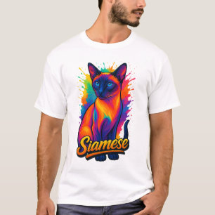 T-shirt Siamese Cat Pop Art - Style Rue Neon Vibrant