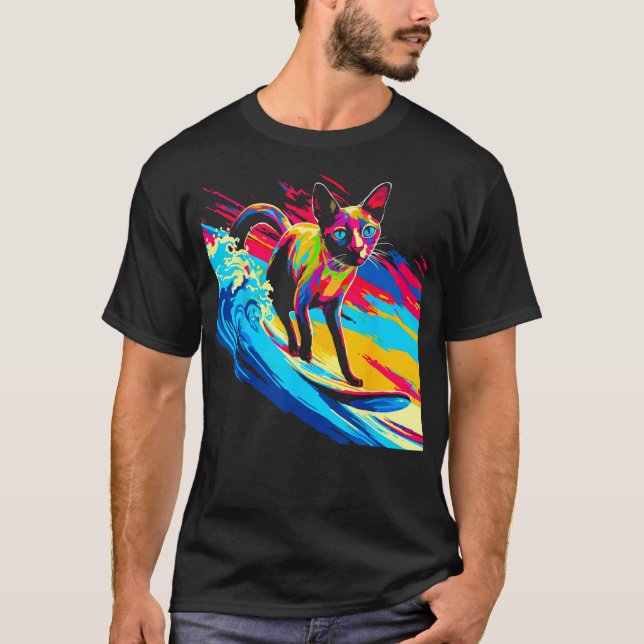 T-shirt Siamese Cat Surf (Devant)