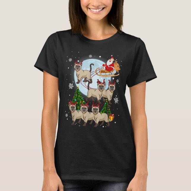 T-shirt Siamese Reindeer Christmas Siamese Cat Lover Men W (Devant)