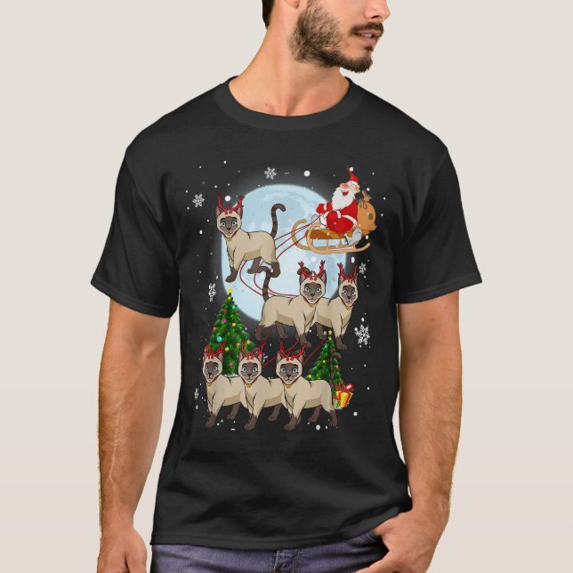 T-shirt Siamese Reindeer Christmas Siamese Cat Lover Men W (Devant)