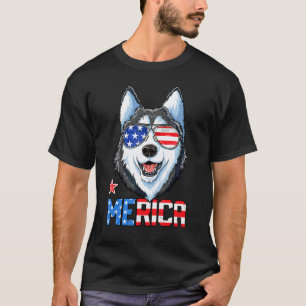 T-shirt Siberian Husky 4 juillet Merica Hommes Femmes Amer