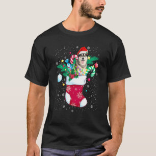 T-shirt Siberian Husky Dog In Sock Funny Christmas Pajama
