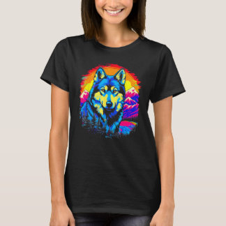T-shirt Siberian Husky Dog Mountains