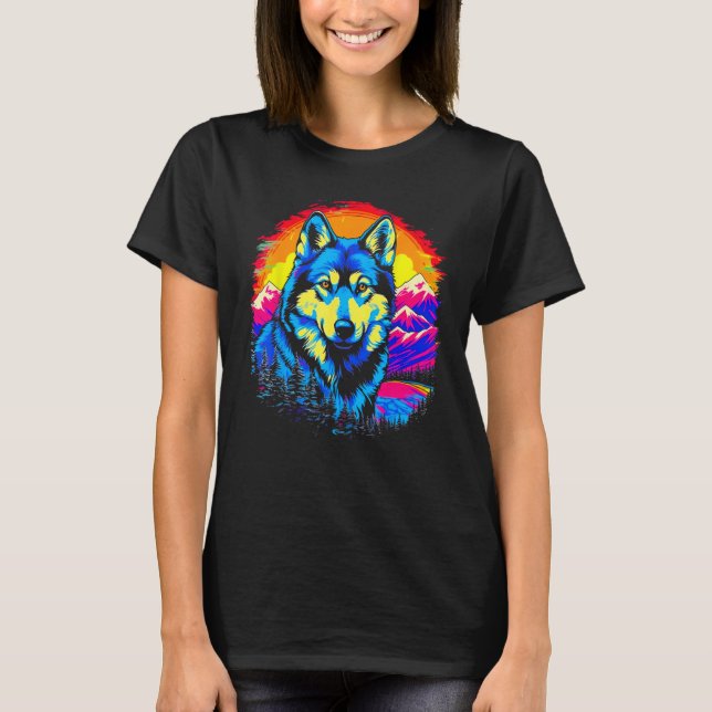 T-shirt Siberian Husky Dog Mountains (Devant)