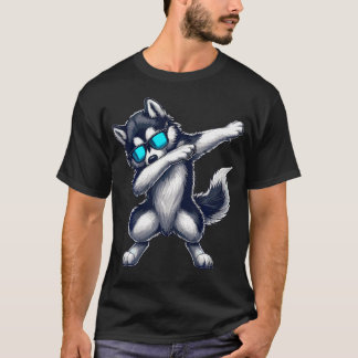 T-shirt Siberian Husky qui fait le dab avec des lunettes d