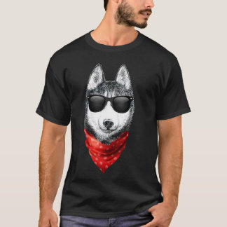 T-shirt Siberian Husky with Sunglasses