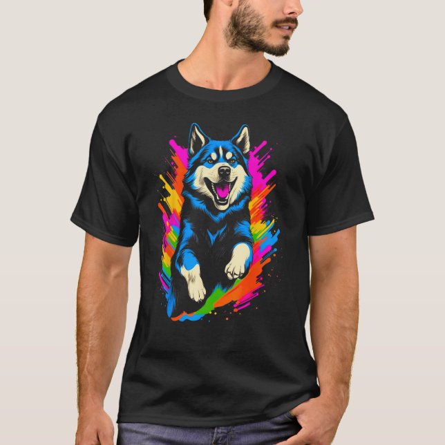 T-shirt Sibérie Husky Chig Pop Art (Devant)