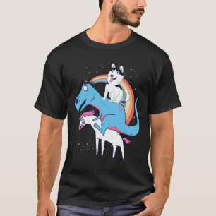 T-shirt Sibérie Husky Dinosaur équitation Unicorn Rex Husk