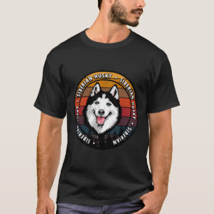 T-shirt Sibérie Husky Distressed Sunset Retro Chien Visage
