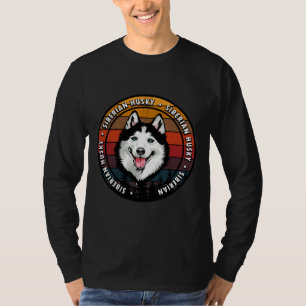 T-shirt Sibérie Husky Distressed Sunset Retro Chien Visage