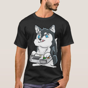 T-shirt Sibérie Husky Gamepad Kawaii