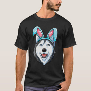 T-shirt Sibérie Husky Lapin Pâques Oreilles Drôle Hommes F