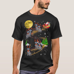 T-shirt Sibérie Husky Reindeer Christmas Chien Riding Père