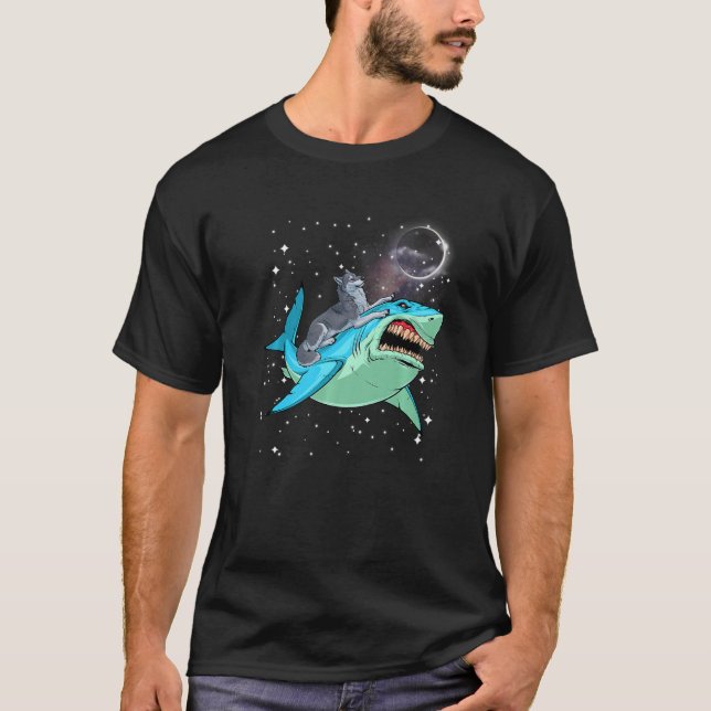 T-shirt Sibérie Husky Shark Jawsome Dog Space Galaxy (Devant)