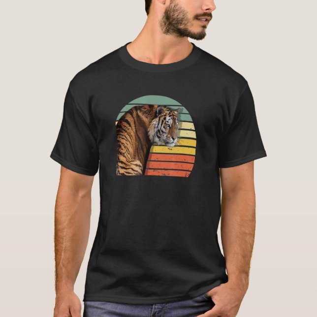 T-shirt Sibérie Tigre en voie de disparition Animal Rétro  (Devant)