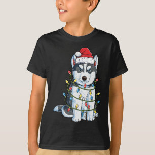T-shirt Sibérien Husky Père Noël feux de Noël Noël Noël