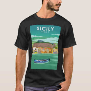 T-shirt Sicile Italie Palerme Vintage Minimal Poster Voyag